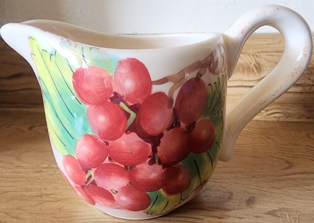 Vintage Gibson Elite Hand Painted Creamer Red Grapes Very Pretty